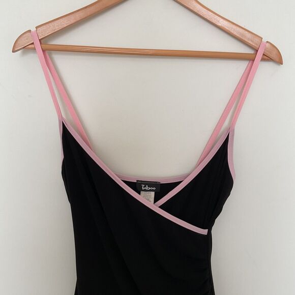 VTG 90s Y2K Taboo Asymmetrical Slip Dress M Black Pink Fairy Grunge Whimsygoth - Picture 5 of 15